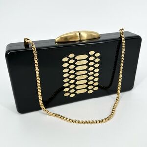 Thale Blanc Ciara Studded Plexiglas/Leather Clutch
